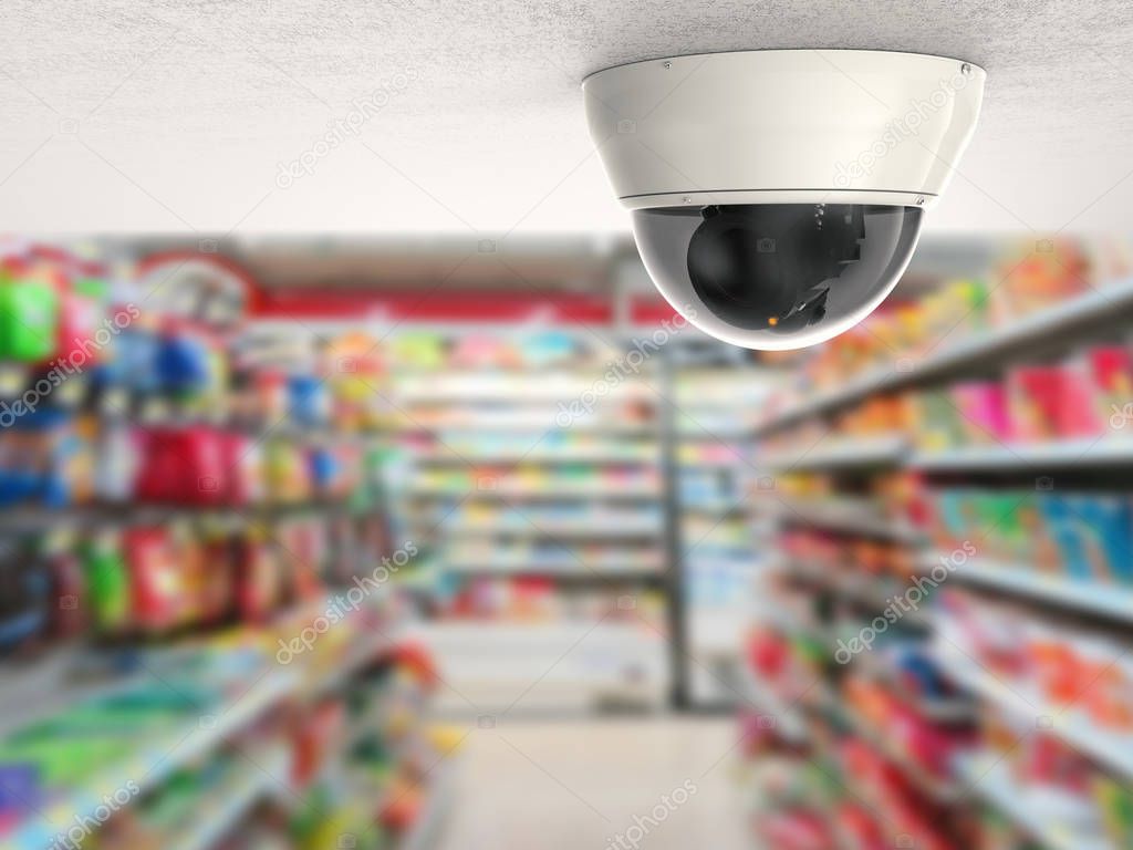 CCTV camera inside a modern retail shop