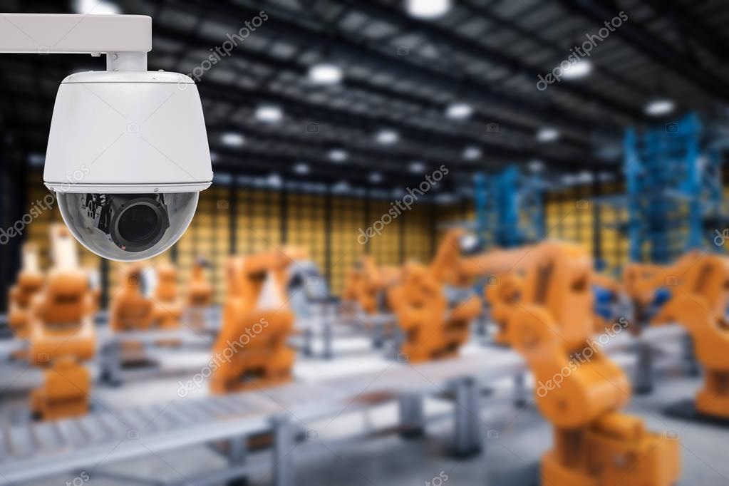 Factory production area with security cameras installed