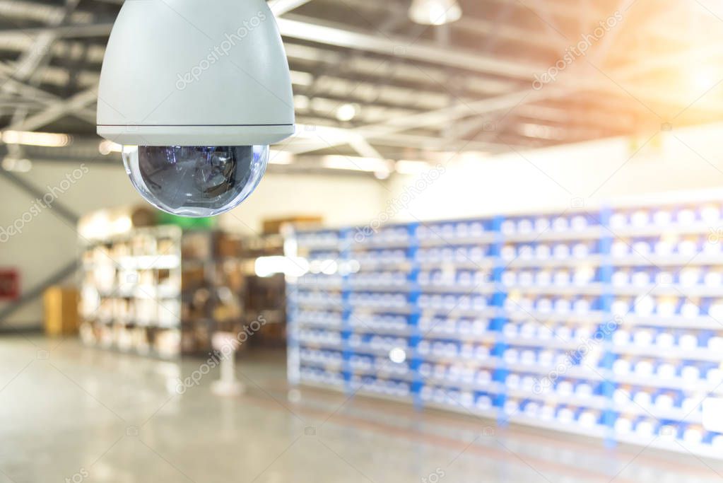Warehouse loading bay with security cameras