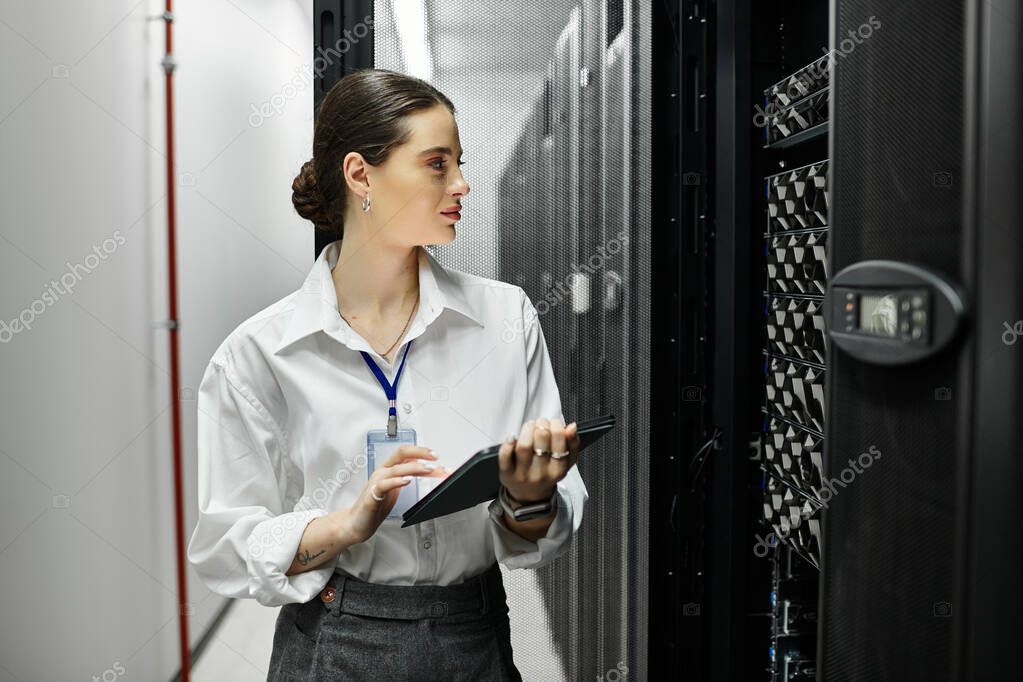Security technician reviewing monitored alarm signals on a laptop